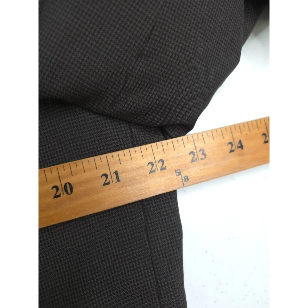 Andrew Fezza Blazer Mens 46L Brown Worsted Wool Houndstooth 3 Button Sports Coat